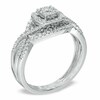 Thumbnail Image 1 of Previously Owned - 1/2 CT. T.W. Diamond Cluster Twist Shank Bridal Set in 10K White Gold