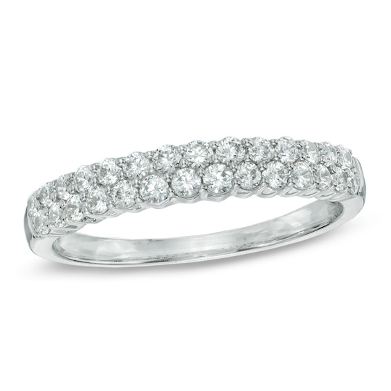 Previously Owned - 1/2 CT. T.w. Diamond Two Row Band in 14K White Gold
