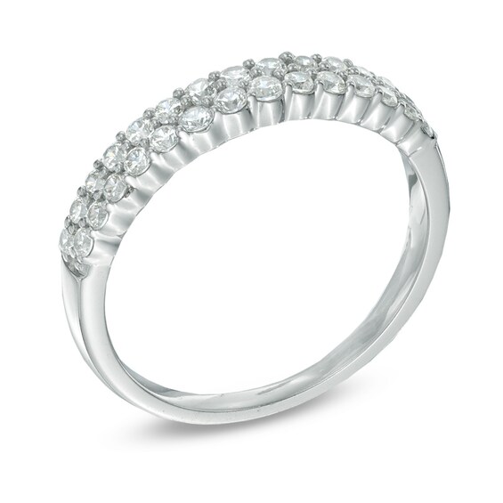 Previously Owned - 1/2 CT. T.w. Diamond Two Row Band in 14K White Gold
