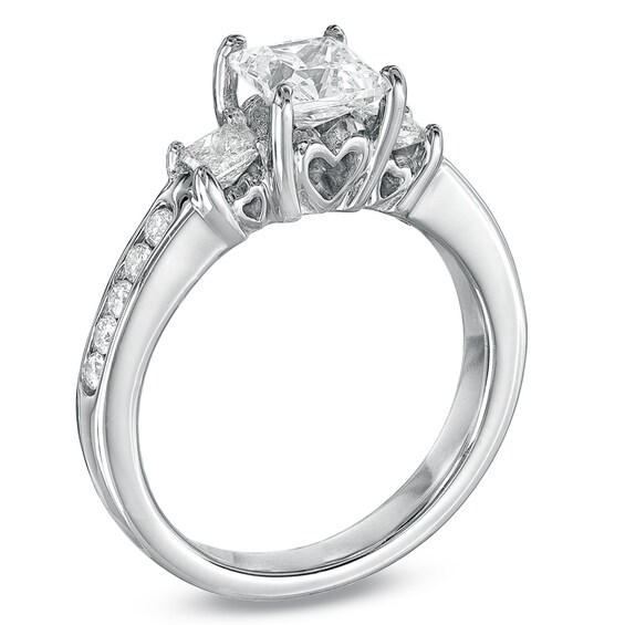 Previously Owned - 1-1/2 CT. T.w. Princess-Cut Diamond Past Present FutureÂ® Ring in 14K White Gold