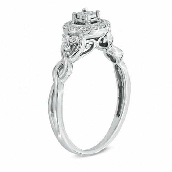 Previously Owned - Cherished Promise Collectionâ¢ 1/8 CT. T.w. Diamond Frame Twist Promise Ring in 10K White Gold