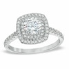 Thumbnail Image 0 of Previously Owned - 1-1/5 CT. T.W. Diamond Square Double Frame Engagement Ring in 14K White Gold