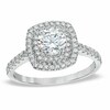 Thumbnail Image 0 of Previously Owned - 1-1/5 CT. T.W. Diamond Square Double Frame Engagement Ring in 14K White Gold