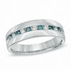 Thumbnail Image 1 of Previously Owned - 1/2 CT. T.W. Enhanced Blue and White Diamond Ring in Sterling Silver