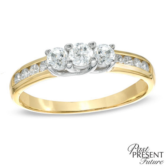 Previously Owned - 1/2 CT. T.w. Diamond Three Stone Engagement Ring in 10K Gold
