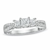 Thumbnail Image 1 of Previously Owned - 1 CT. T.W. Princess-Cut Diamond Three Stone Engagement Ring in 14K White Gold
