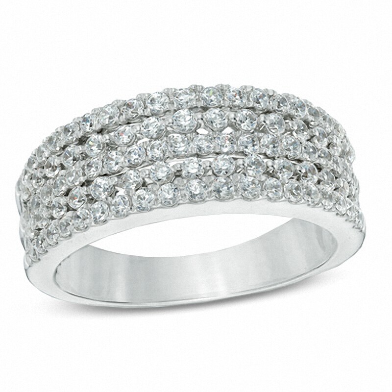 Main Image 1 of Previously Owned - 1 CT. T.W. Diamond Five Row Anniversary Band in 14K White Gold (I/SI2)