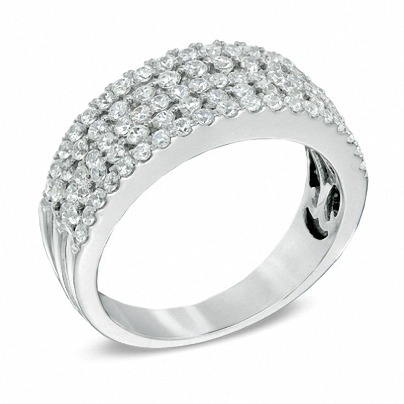 Main Image 2 of Previously Owned - 1 CT. T.W. Diamond Five Row Anniversary Band in 14K White Gold (I/SI2)