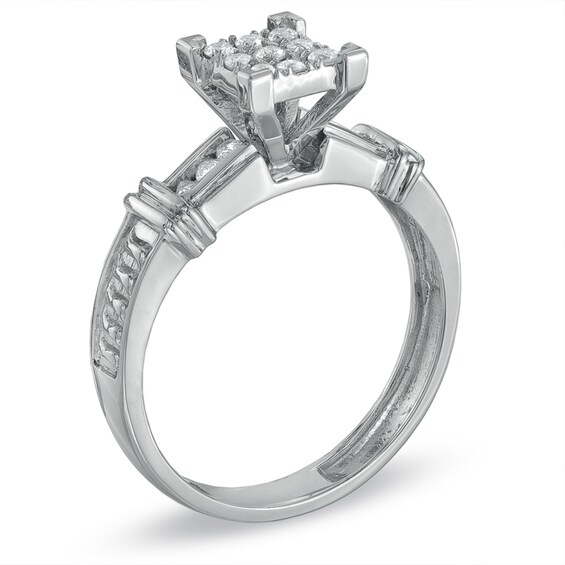 Previously Owned - 1/5 CT. T.w. Composite Princess-Cut Diamond Engagement Ring in 10K White Gold