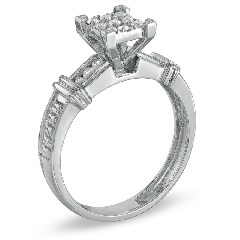 Main Image 2 of Previously Owned - 1/5 CT. T.W. Composite Princess-Cut Diamond Engagement Ring in 10K White Gold