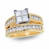 Thumbnail Image 1 of Previously Owned - 1-1/2 CT. T.W. Quad Princess-Cut Diamond Bridal Set in 14K Gold
