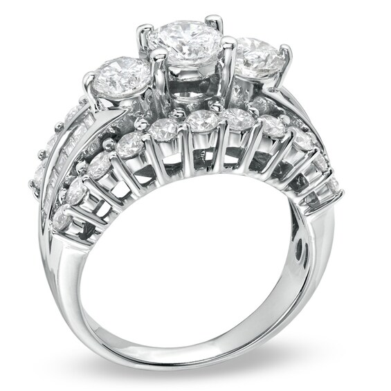 Previously Owned - 3 CT. T.w. Diamond Three Stone Engagement Ring in 14K White Gold