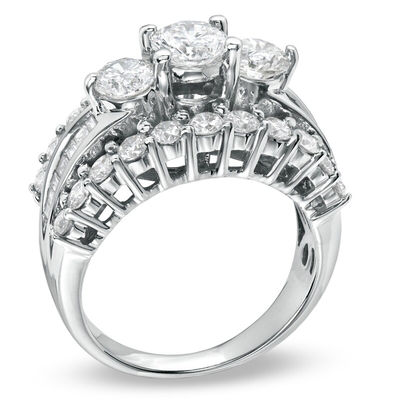Main Image 2 of Previously Owned - 3 CT. T.W. Diamond Three Stone Engagement Ring in 14K White Gold