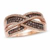 Thumbnail Image 1 of Previously Owned - 1/2 CT. T.W. Enhanced Cognac and White Diamond Crossover Band in 10K Rose Gold