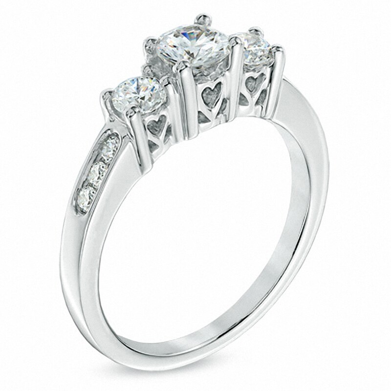 Main Image 2 of Previously Owned - 1 CT. T.W. Diamond Past Present Future® Engagement Ring in 14K White Gold