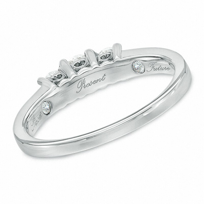 Main Image 3 of Previously Owned - 1 CT. T.W. Diamond Past Present Future® Engagement Ring in 14K White Gold