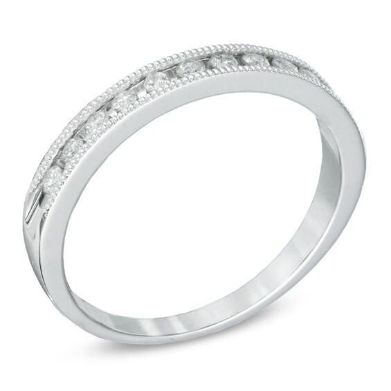 Previously Owned - 1/4 CT. T.w. Diamond and Milgrain Anniversary Band in 10K White Gold