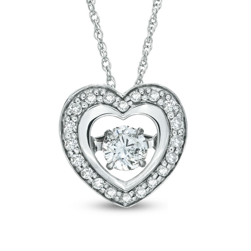 Main Image 1 of Previously Owned - 1/4 CT. T.W. Diamond Heart Pendant in 10K White Gold