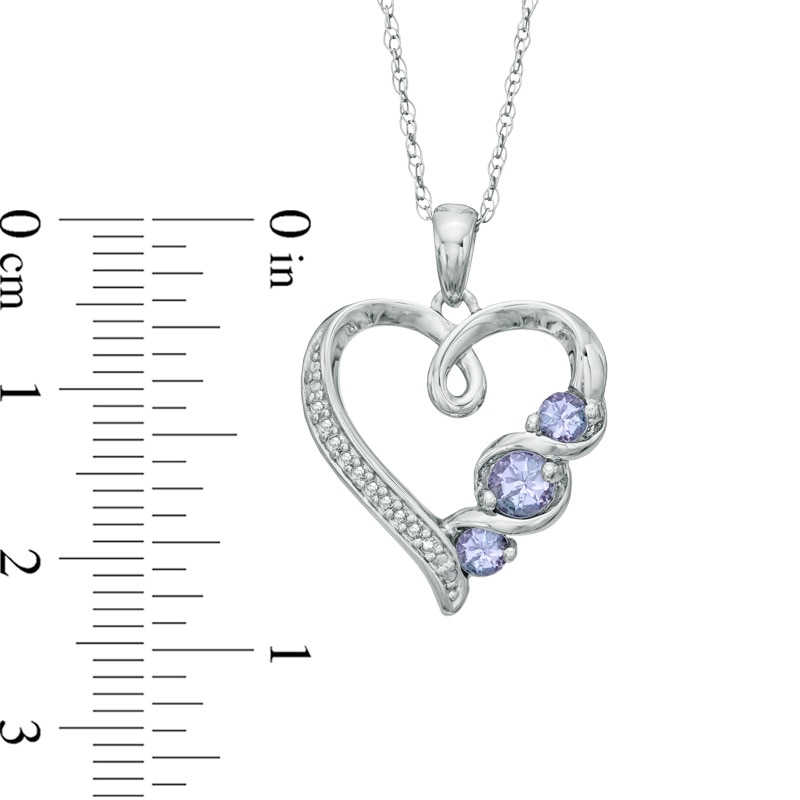 Main Image 2 of Previously Owned - Tanzanite and Diamond Accent Swirl Heart Pendant in Sterling Silver
