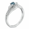 Thumbnail Image 2 of Previously Owned - 1/2 CT. T.W. Enhanced Blue and White Diamond Three Stone Wave Ring in 10K White Gold