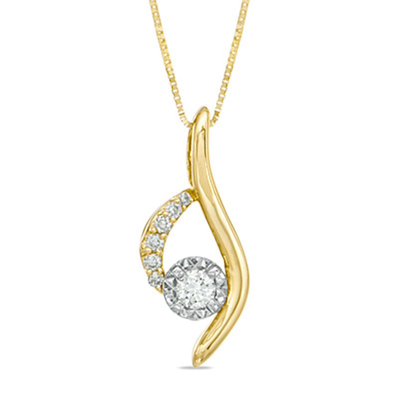 Main Image 1 of Previously Owned - Sirena™ 1/8 CT. T.W. Diamond Illusion Pendant in 14K Gold