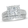 Thumbnail Image 1 of Previously Owned - 6.0mm Princess-Cut Lab-Created White Sapphire Fashion Ring Set in Sterling Silver