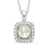 Thumbnail Image 1 of Previously Owned-6.5-7.0mm Freshwater Cultured Pearl and Lab-Created White Sapphire Pendant in Sterling Silver