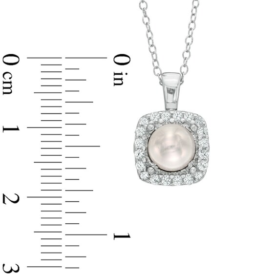 Previously Owned-6.5-7.0mm Freshwater Cultured Pearl and Lab-Created White Sapphire Pendant in Sterling Silver