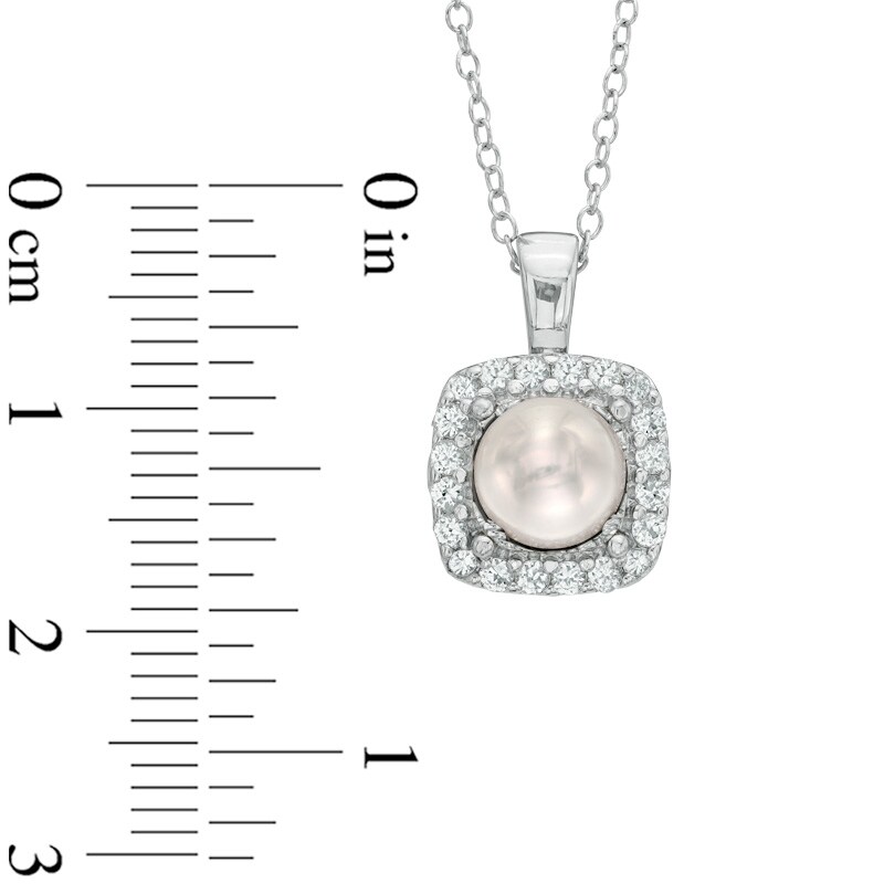 Main Image 2 of Previously Owned-6.5-7.0mm Freshwater Cultured Pearl and Lab-Created White Sapphire Pendant in Sterling Silver