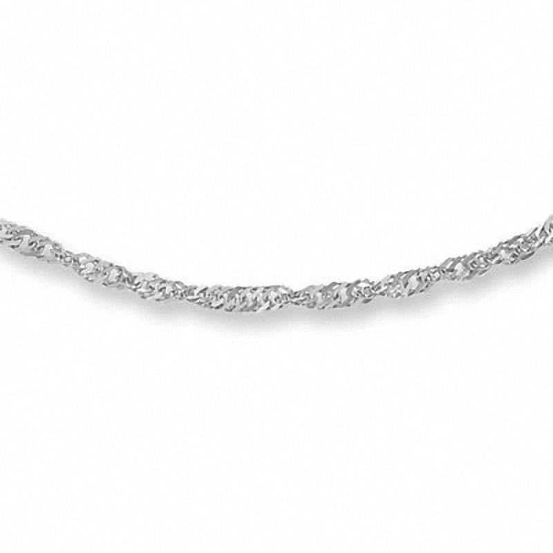 Main Image 1 of Previously Owned - 1.5mm Singapore Chain Necklace in 10K White Gold - 20&quot;