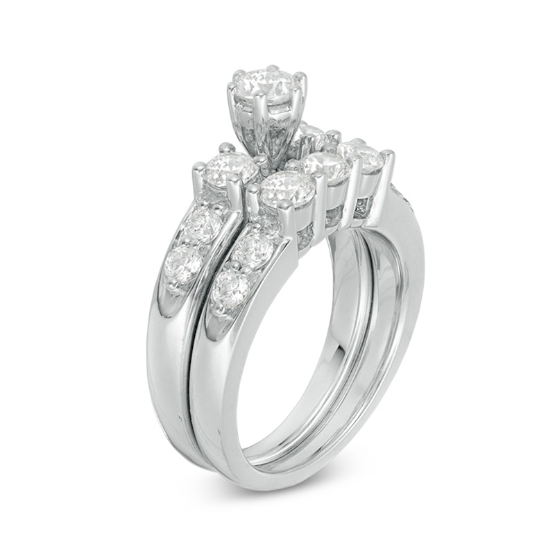 Main Image 2 of Previously Owned - 2 CT. T.W. Diamond Three Stone Bridal Set in 14K White Gold