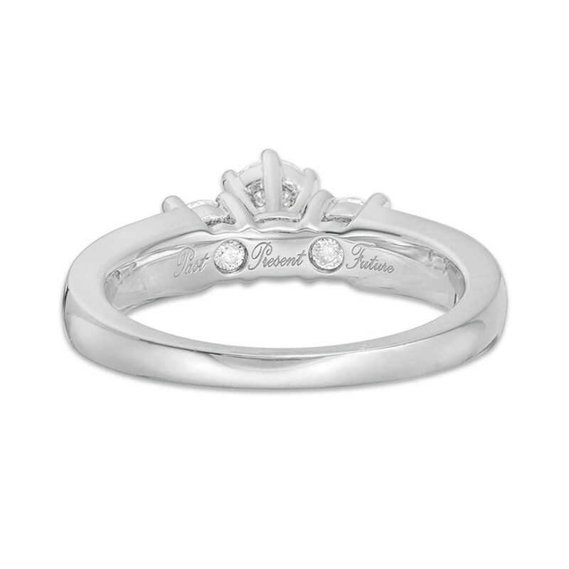 Main Image 3 of Previously Owned - 2 CT. T.W. Diamond Three Stone Bridal Set in 14K White Gold