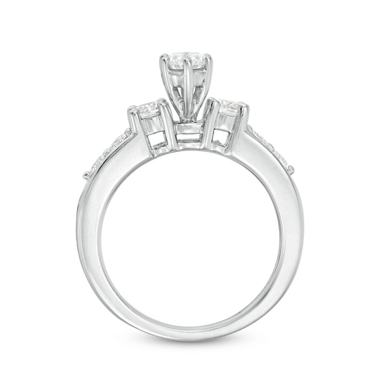 Main Image 5 of Previously Owned - 2 CT. T.W. Diamond Three Stone Bridal Set in 14K White Gold