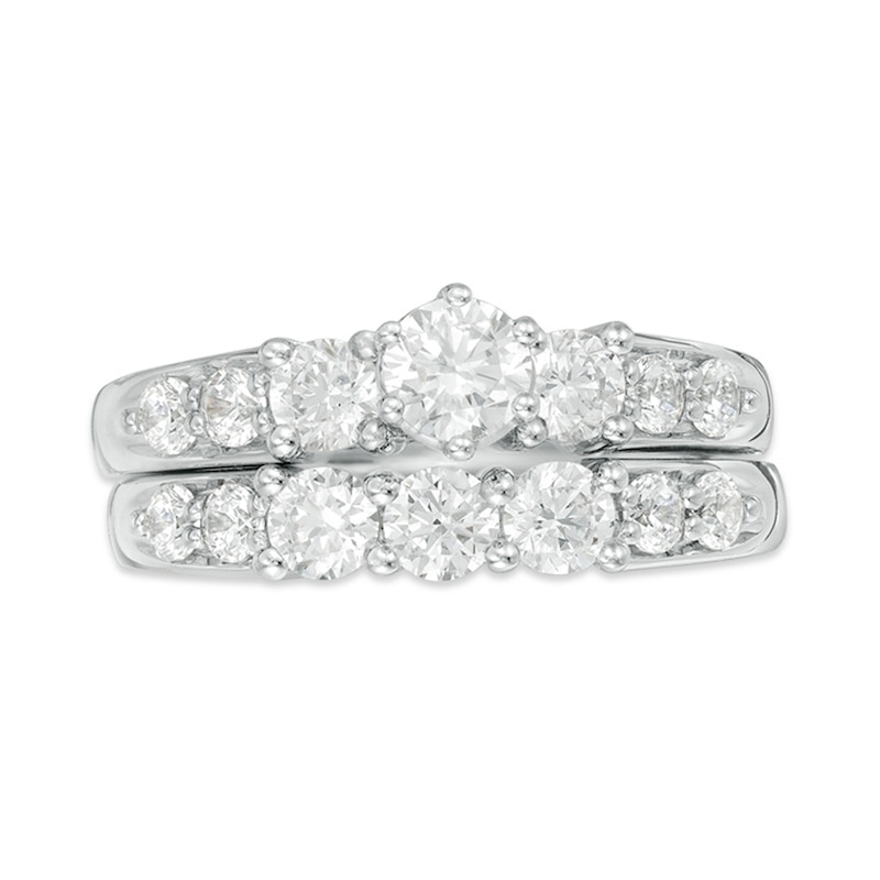 Previously Owned 2 CT. T.W. Diamond Three Stone Bridal Set in 14K