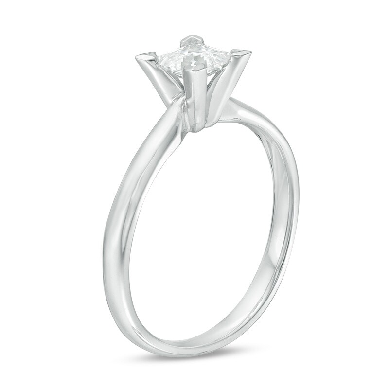 Main Image 2 of Previously Owned - 1/2 CT. Princess-Cut Diamond Solitaire Engagement Ring in 14K White Gold