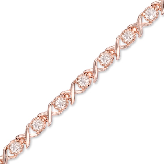 Previously Owned - Morganite "Xo" Bracelet in Sterling Silver with 18K Rose Gold Plate - 7.25"