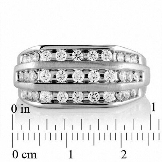 Previously Owned - Men's 1 CT. T.w. Diamond Triple Row Wedding Band in 14K White Gold