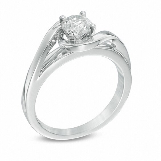 Previously Owned - 3/4 CT. Diamond Solitaire Bypass Ring in 14K White Gold