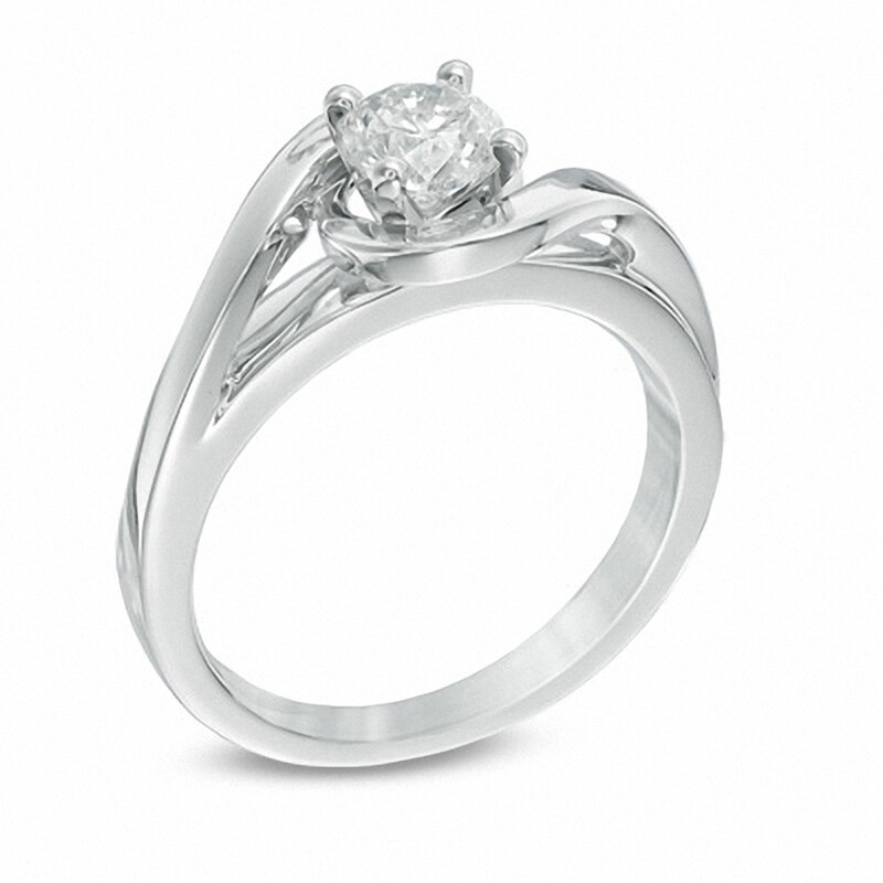Main Image 2 of Previously Owned - 3/4 CT. Diamond Solitaire Bypass Ring in 14K White Gold
