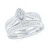 Thumbnail Image 1 of Previously Owned - 1/2 CT. T.W. Marquise Diamond Frame Bridal Set in 10K White Gold