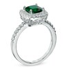 Thumbnail Image 2 of Previously Owned - 7.0mm Cushion-Cut Green Quartz and Lab-Created White Sapphire Ring in Sterling Silver