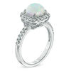Thumbnail Image 2 of Previously Owned - 7.0mm Cushion-Cut Lab-Created Opal and White Sapphire Frame Ring in Sterling Silver