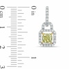 Thumbnail Image 2 of Previously Owned - 2 CT. T.W. Cushion-Cut Fancy Yellow and White Diamond Drop Earrings in 14K White Gold (SI2)