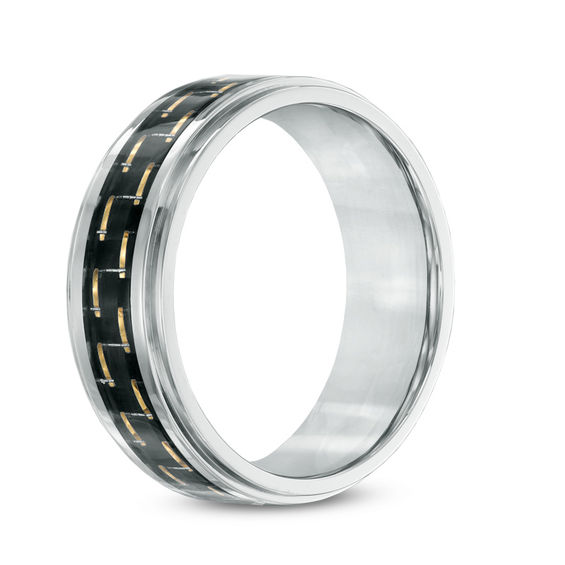 Previously Owned - 9.0mm Black Carbon Fiber Comfort Fit Stainless Steel Wedding Band