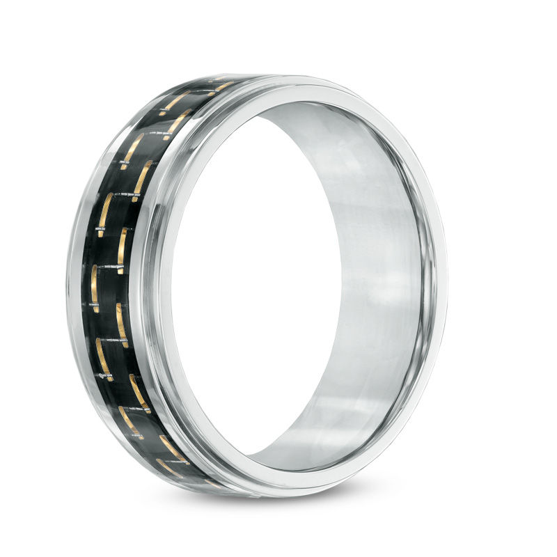 Previously Owned - Men's 9.0mm Black Carbon Fiber Comfort Fit Stainless Steel Wedding Band