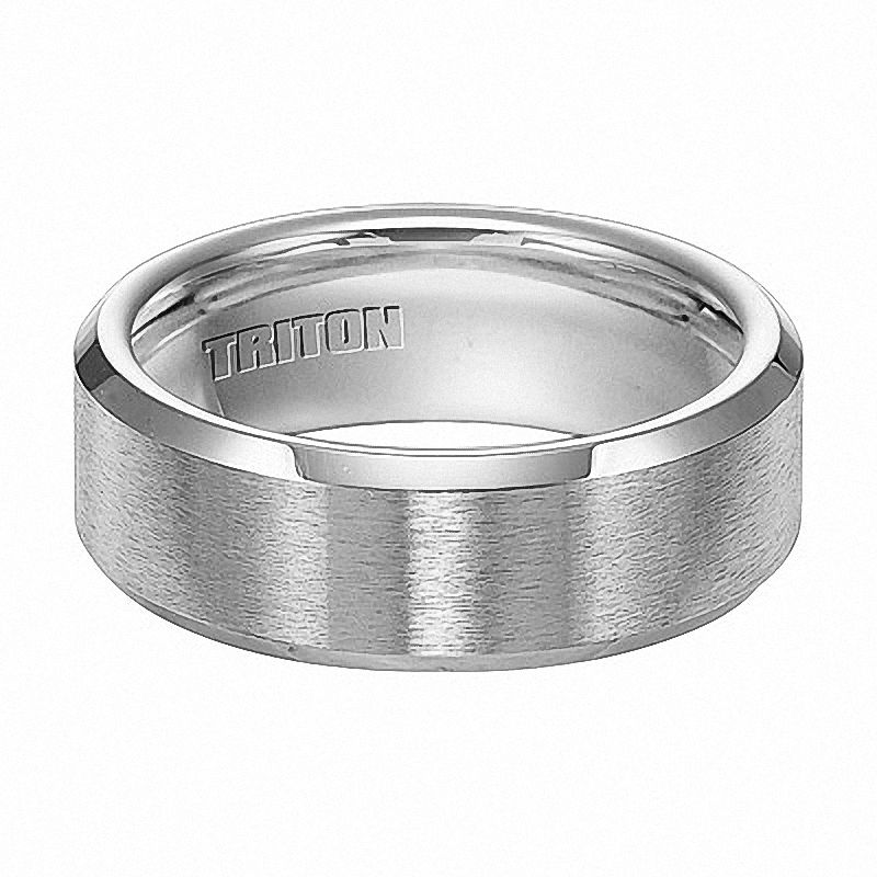 Main Image 1 of Previously Owned - Triton 8.0mm Comfort Fit Beveled Edge Cobalt Wedding Band