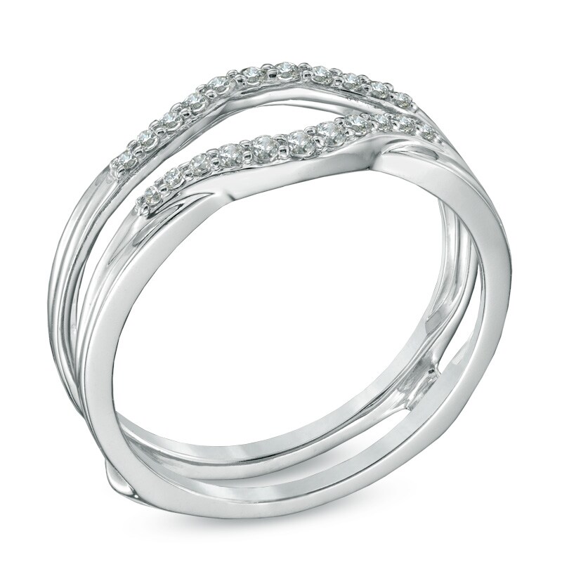 Main Image 2 of Previously Owned - 1/5 CT. T.W. Diamond Contour Solitaire Enhancer in 14K White Gold