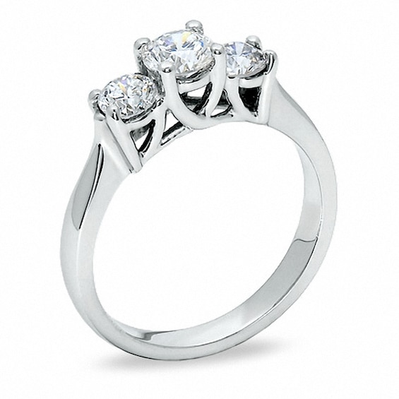 Previously Owned - 1 Ctw. Diamond Three Stone Ring in 14K White Gold