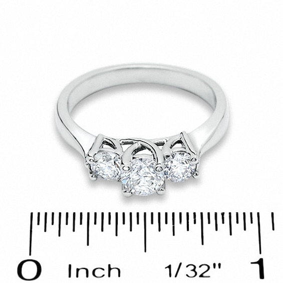 Previously Owned - 1 Ctw. Diamond Three Stone Ring in 14K White Gold