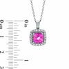 Thumbnail Image 1 of Previously Owned - 7.0mm Cushion-Cut Lab-Created Pink and White Sapphire Frame Pendant in Sterling Silver